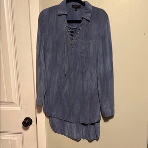 Dance & Marvel Light Blue Lace-Up Tunic top - super soft - small